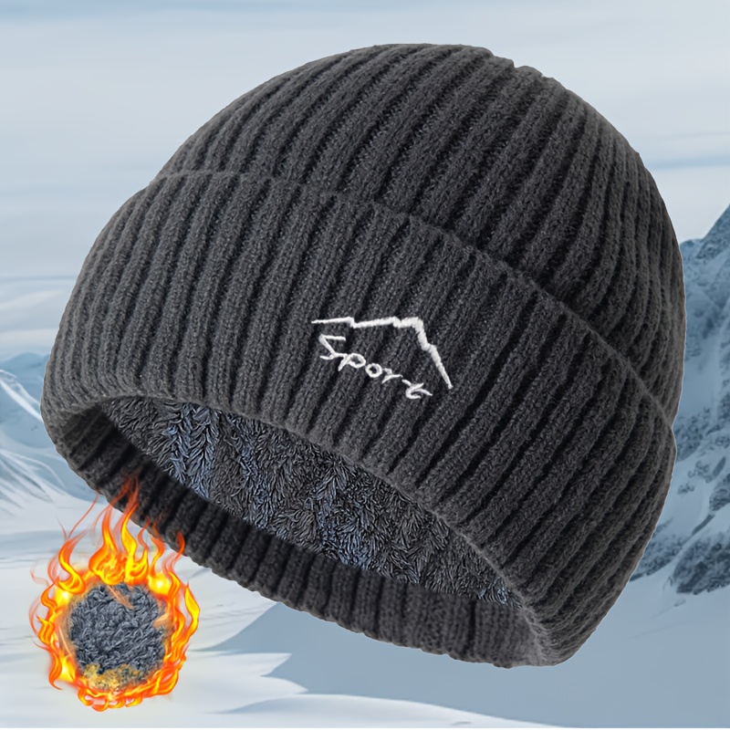 TEMU Unisex Autumn And Winter Outdoor Warm Hat, Ski Hat, Fishing Hat, Mountaineering Hat, Embroidered Mountain Sport Brimmed Hat, Warm, Thickened,