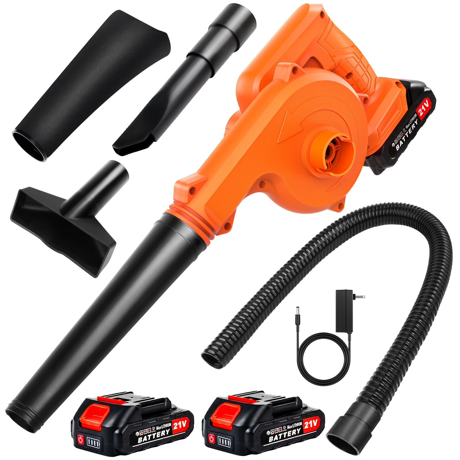 

21v Cordless Leaf Blower With 2 Batteries And Charger 150 Cfm -one Electric Leaf Blower And Vacuum Lightweight Mini Cordless Leaf Blower Vacuum For Lawn Pet Hairdressing Room Cleaning Car Cleaning