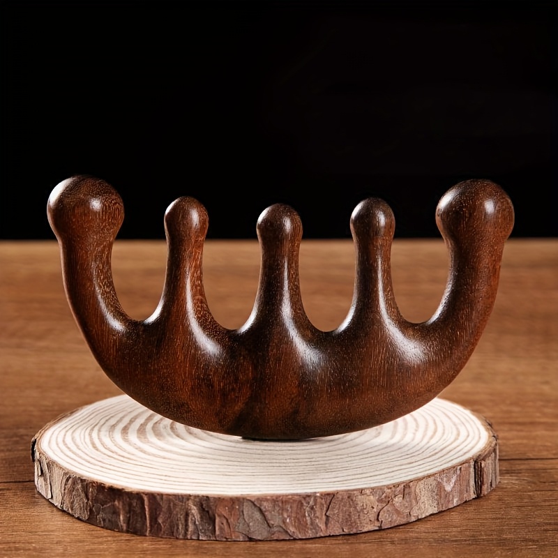 1 peine de masaje de estilo chino antiguo, adecuado para el cuero cabelludo y el cuello, con un diseño de cinco dedos, cinco dientes y bolas redondas para el Black Friday