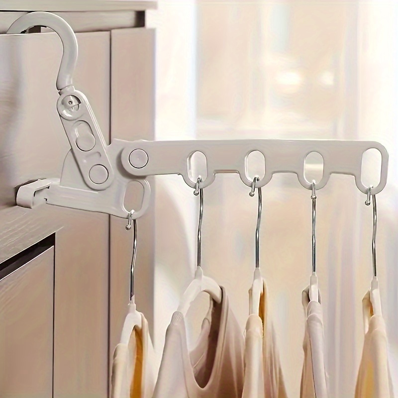 

Portable 5-hole Foldable Clothes Hanger - Ideal For Outdoor Travel & Camping, Wall-mounted Storage Solution