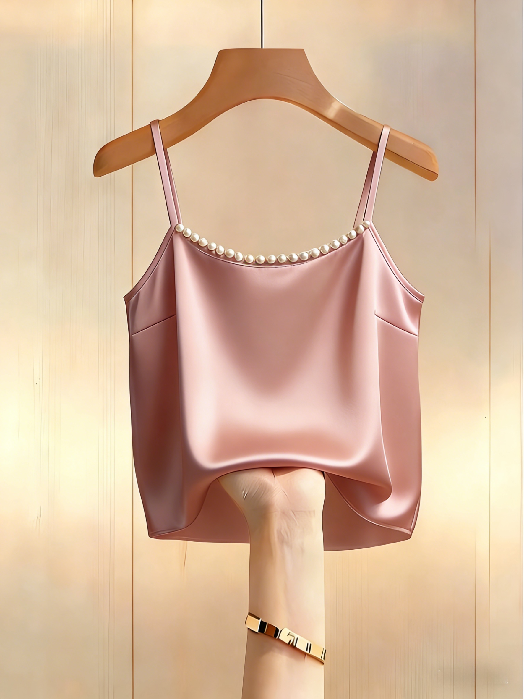 boothe womens elegant pearl trimmed thin strap camisole top sleeveless neck blouse suitable for spring summer layering semi sheer party outfits machine washable   christmas valentines   night wear