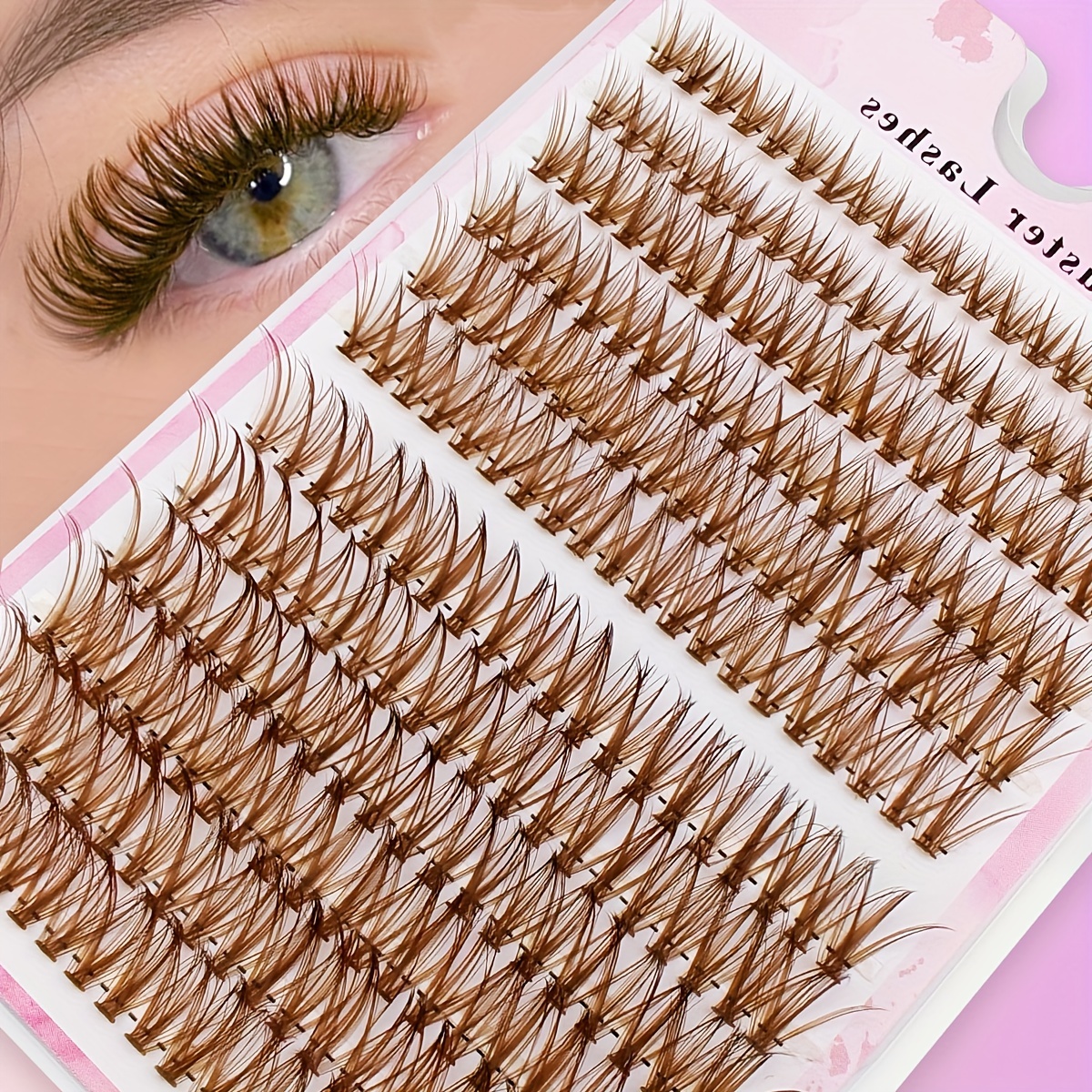 

240-piece Brown Lash Clusters - Diy Eyelash Extensions, Wispy & Soft, Natural Look, C-, 8-16mm Mix For Thick, Cat Eye Effect Eyelashes Cat Eye Cat Eye Eyelashes