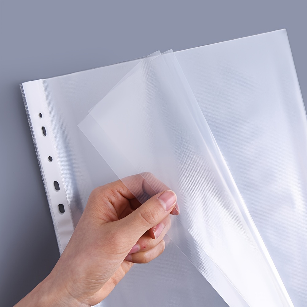 

10-pack Clear Pp Polypropylene Bags, 11-hole Loose-leaf Inserts, Transparent Protective Envelopes For Office Supplies