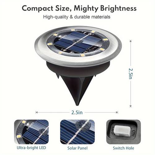20pcs solar ground lights 8 led outdoor pathway lights cool white flat disc design for garden lawn patio yard