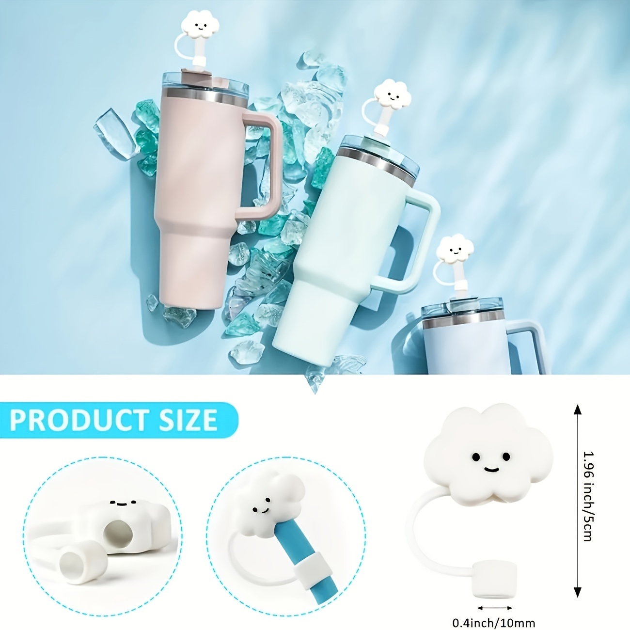 4pcs/set Stanley Cup Accessories - Including 2pcs Cloud Straw Caps 2pcs  Butterfly Charms, For Stanley 30oz/40oz Tumbler