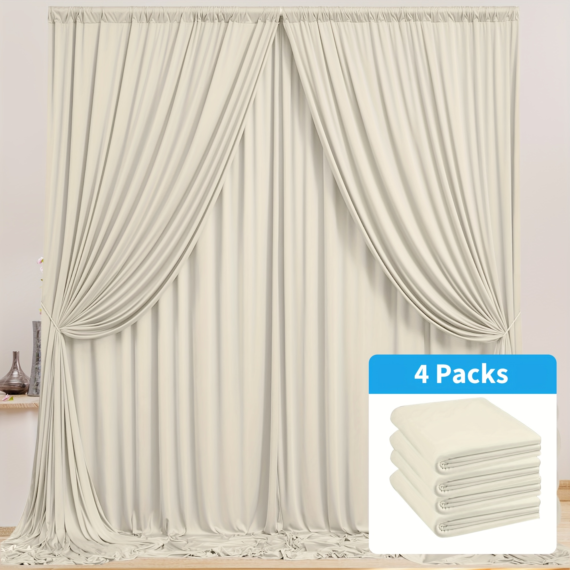 TEMU 4pcs, 5 Ã 10ft Wrinkle-free Party Background Curtain, Polyester Photo Backdrop Fabric Suitable For Wedding And Birthday Party Decoration Stage