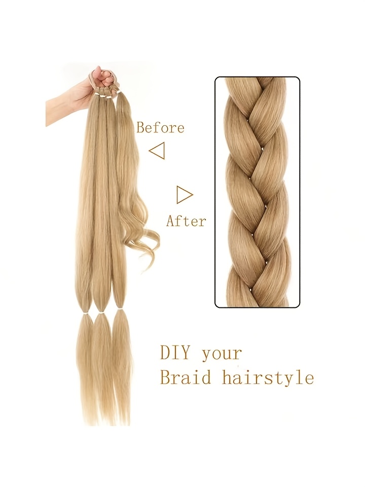 extra long golden blonde ponytail extension braided straight synthetic hairpiece with wrap around band soft and natural looking for womens daily wear ponytail accessory elegant style   details 1