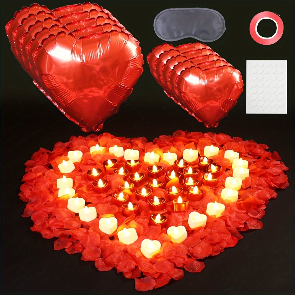 

Lotfancy 4000 Artificial Rose Petals With 48 Flameless Led Candles, Romantic Candlelight Kit For Valentine's Day Gifts Romantic Night Proposal Happy Anniversary Wedding Decor Christmas Gift