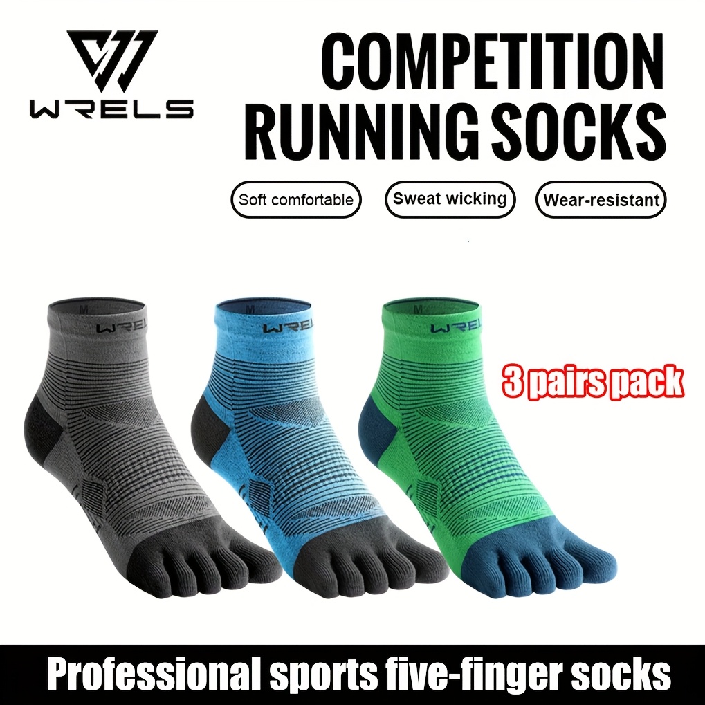 5 Pairs Man Short Toe Socks Sport Compression Cotton Sweat-Absorbing Badminton Tennis Bike Run Basketball 5 Finger Travel Socks
