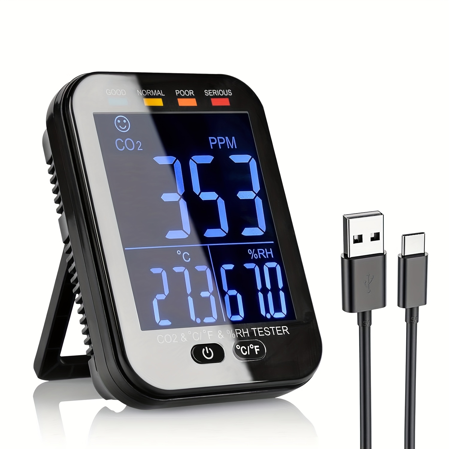 Air Quality Monitor Carbon Dioxyde Detecteur Numérique Hcho Température Humidité Testeur Capteur