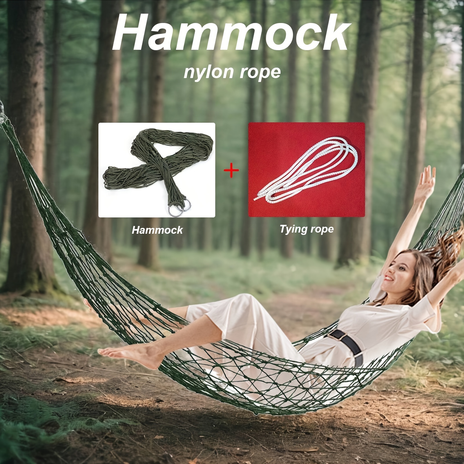 

1 Piece Of Nylon Rope Hammock, Sturdy And Durable Portable Camping Hammock, Mesh Hammock For Outdoors, Yard