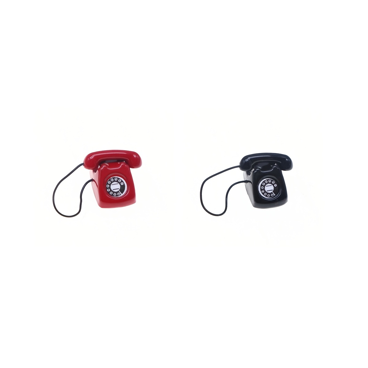 Image of 2pcs, Dollhouse Decoration, Mini Retro Rotary Telephone Model Ornament, Miniature Scene Piece, Collectible Gift For Hobbyists And Enthusiasts