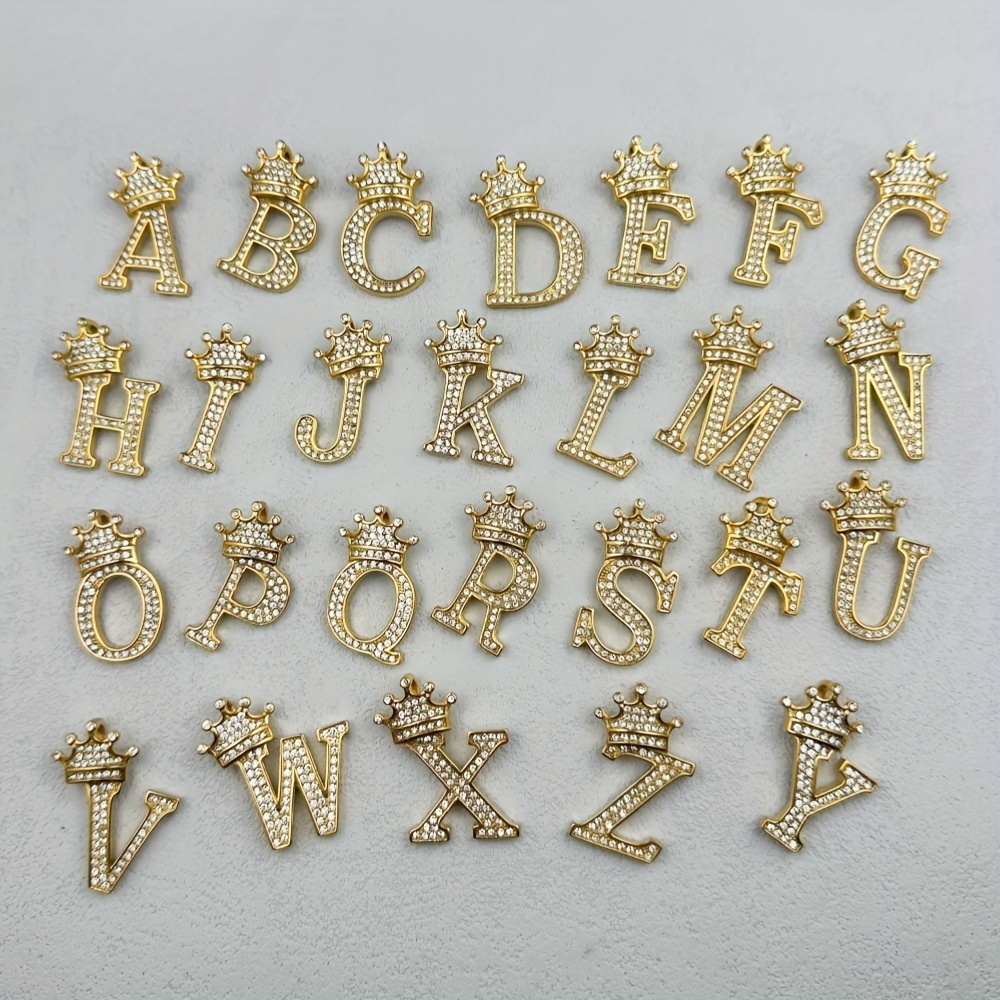 Greppn 1-teiliges Set mit plattiertem 316L Edelstahl-Anfangsbuchstaben-Anhänger und Strasssteinen – lässiger Hip-Hop-Schmuck für Damen und Herren_voghion.com