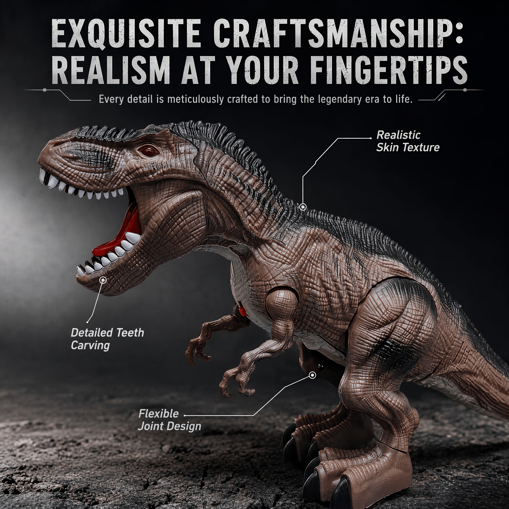 4pcs Electric T-Rex Dinosaur Toy Set with Sound and Light