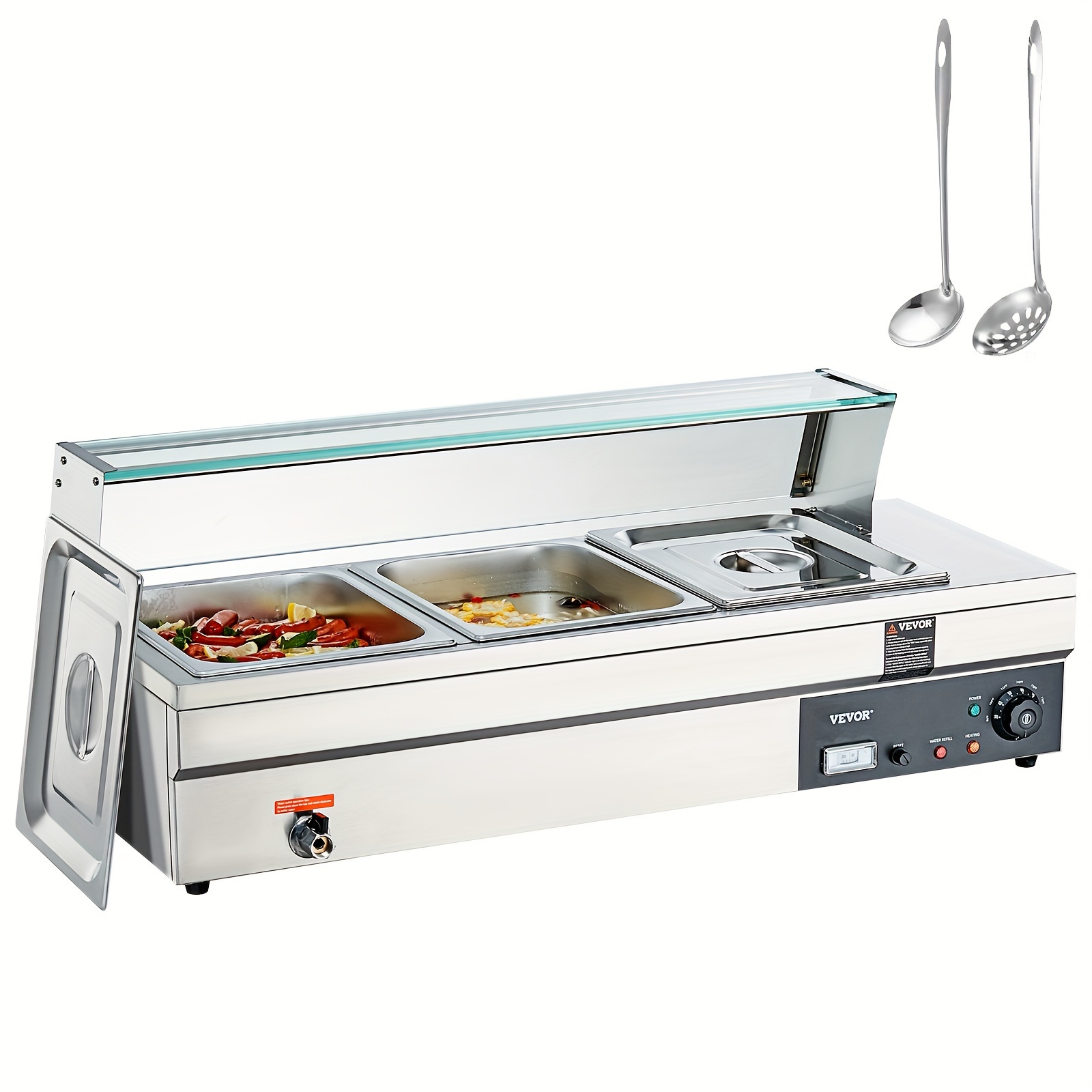 

Vevor 3-pan , 3 X 12qt , 1500w Countertop Steel 86-185°f For Catering, Restaurants,