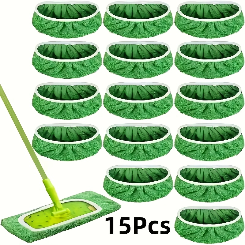 TEMU 15pack Reusable Microfiber Mop Sweeper Mop(9.84inch-11.02inch) - Dry Sweeping Cloths & Wet Mopping Cloths For Household Cleaning - Washable Wet