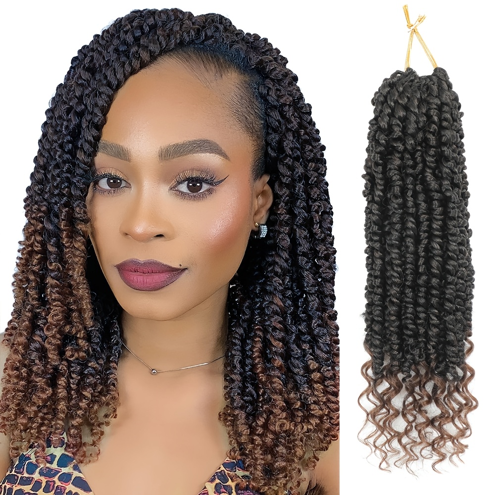 TEMU Perruque courte synthétique tressée, extension de style protecteur, 14 pouces, nœud de passion pré-, tressé, crochet, , convient aux femmes pour
