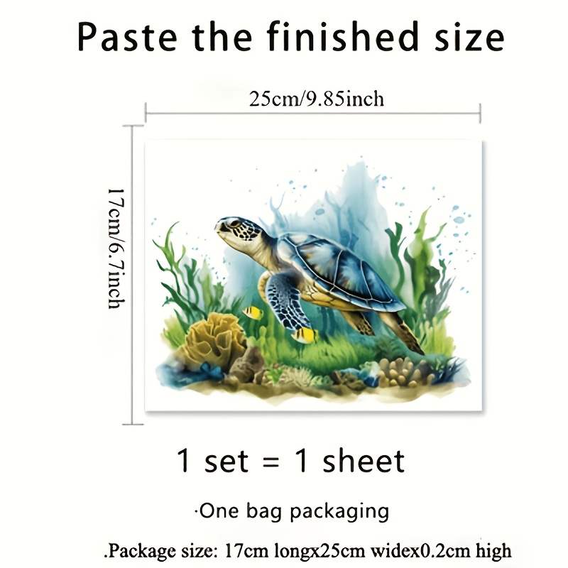 Image of 1pc Of World Turtle Water Grass Toilet Sticker For Bathroom Home Decor