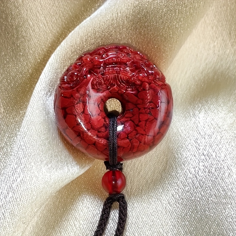 Exquisite Natural Cinnabar Stone Pendant Necklace