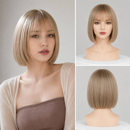 imagen del artículo peluca sintética acag estilo bob para mujer, pelo de moda para de carnaval