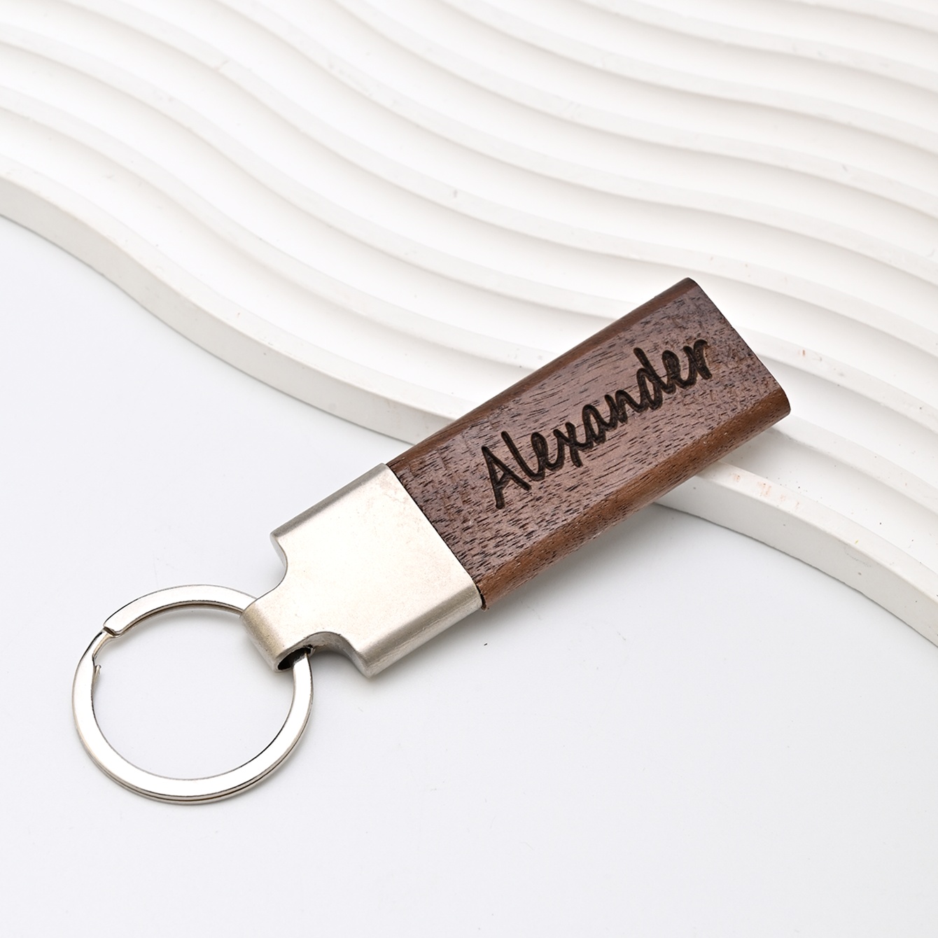 TEMU Personalized Keychain - Custom Engraved With Name/message, Heavy-duty Natural Wood Key Ring, Elegant Personalized Gift For Men, Dad, Husband -