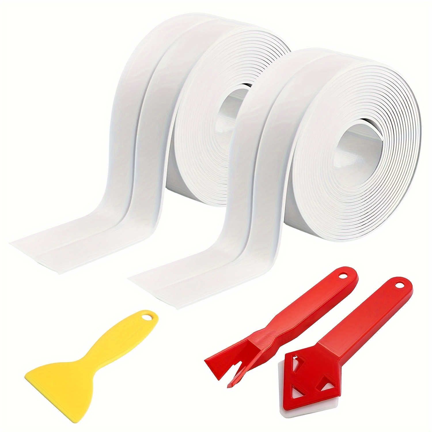 

2pcs Waterproof Sealing Tape With Tool - Bathroom, Kitchen & Corner Decor, White Pvc Adhesive