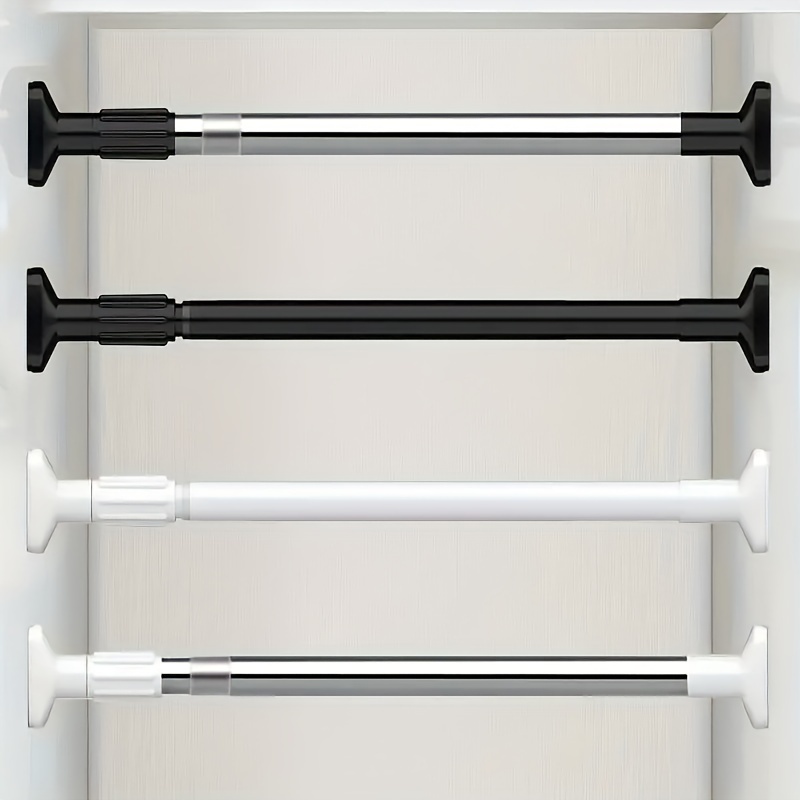 

1pc Stainless Steel Telescopic Clothing Rod, Multi Purpose Wardrobe Organizer Rack For Living Room, Punching-free Curtain Rail Pole
