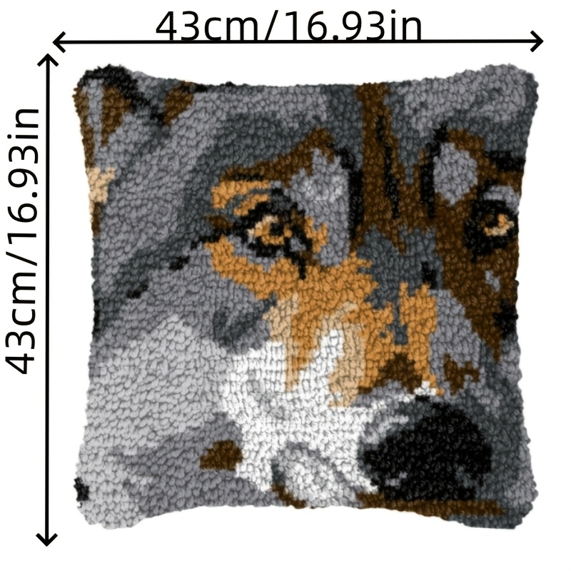 Latch Hook Kit for Adults with Wolf Pattern DIY Throw Pillow Cover