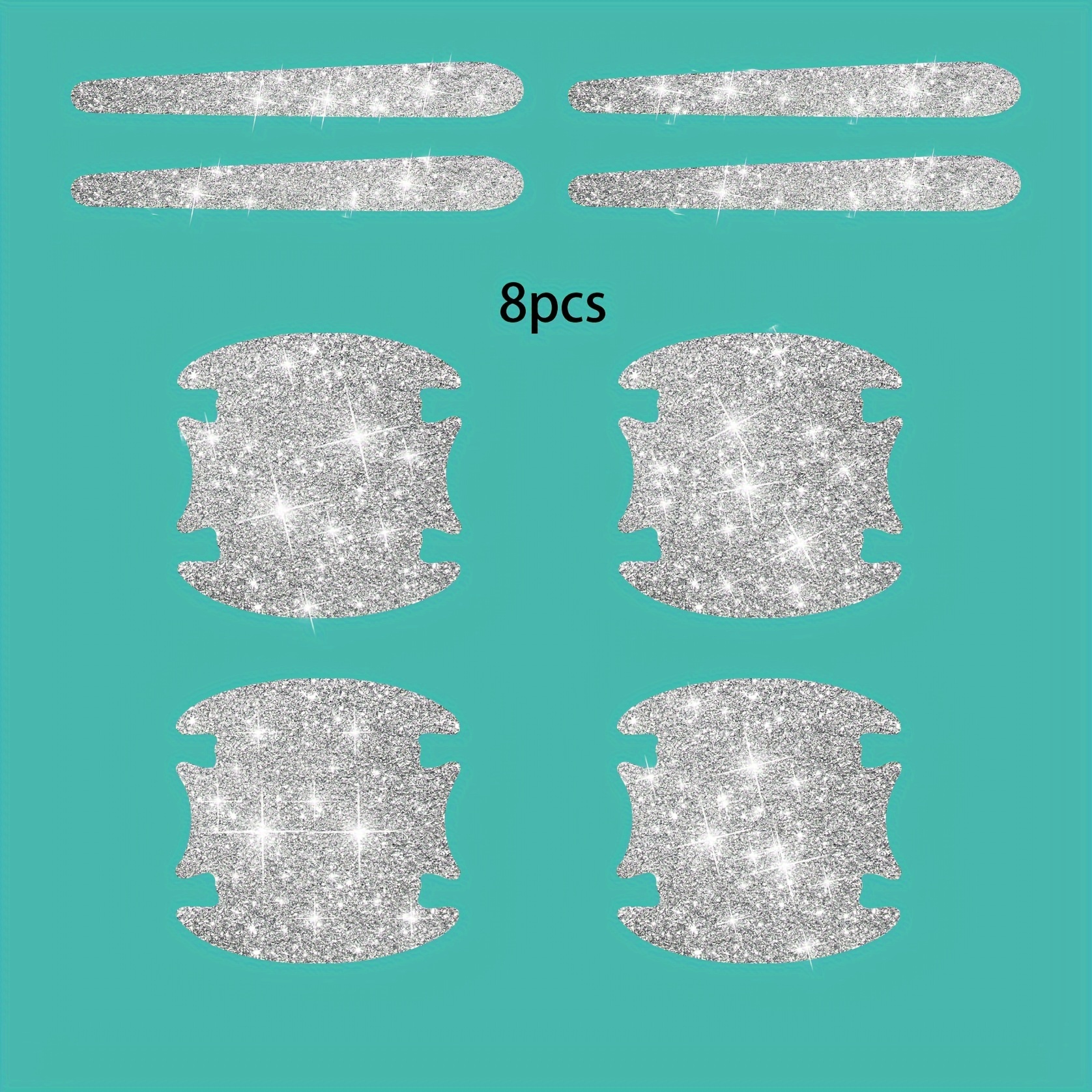 Image of 8pcs Sparkling Glitter Car Door Handle Protectors - Vinyl Anti-scratch Film For Side Handles, Durable And For Car Door Handles, Car Door Protector