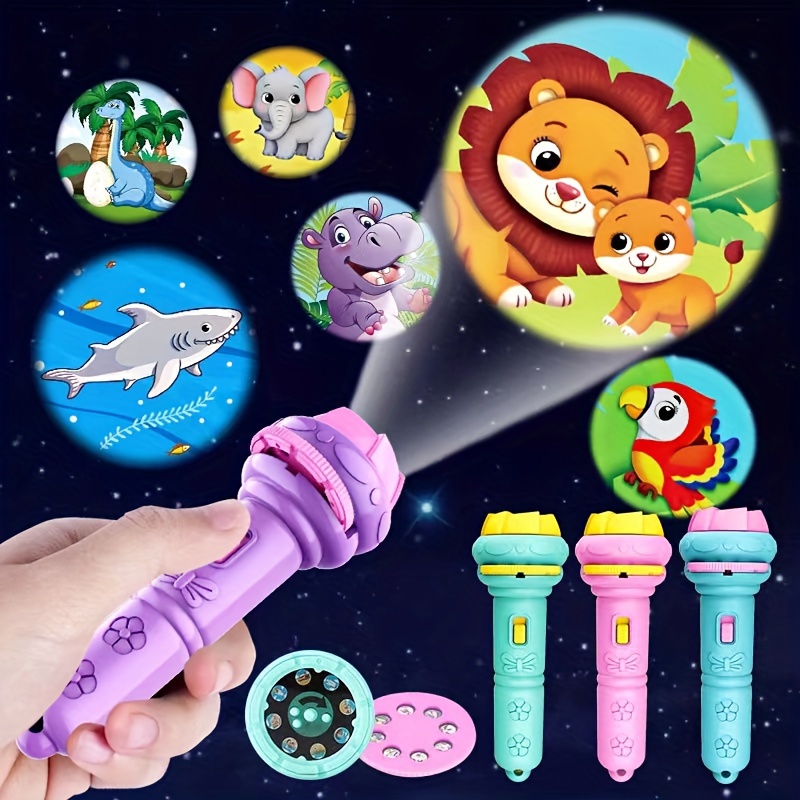 

Children's Educational Flashlight Projector Toy With 40 Slides, Animal & Dinosaur Patterns, Cognitive Early Learning Fun For Kids Aged 3-6 Years - Multifunctional Story Projection Torch