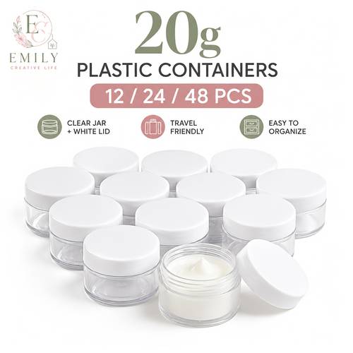 12pcs/24pcs/48pcs 20 grams de pots en plastique transparent vides avec couvercles, conteneurs déchantillons de cosmétique, pot rond de voyage pour produits de beauté, cosmétiques, crème, lotion, liquide, , rangement de voyage