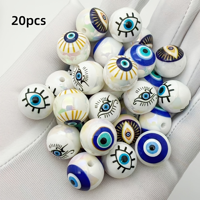 TEMU 20 Stück 16mm Böses Auge Acrylperlen Halloween Gruselig Einfarbig Runde Lose Perlen für Armband Halskette Herstellung
