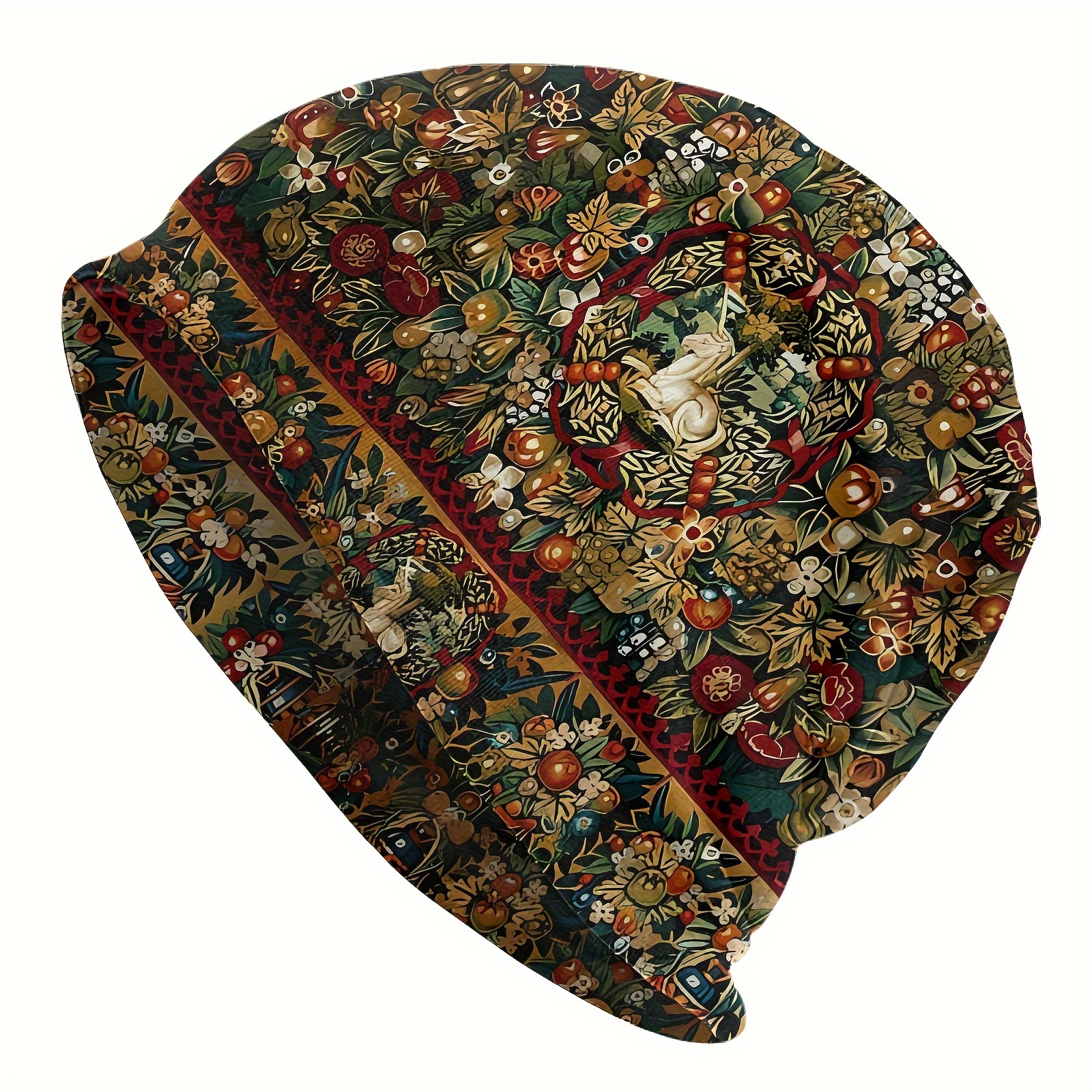 

Medieval Unicorn Floral Tapestry Bonnet For Men And Women - Outdoor Thin Hat, Skullies Beanies Hat- Creative Fabric Hats