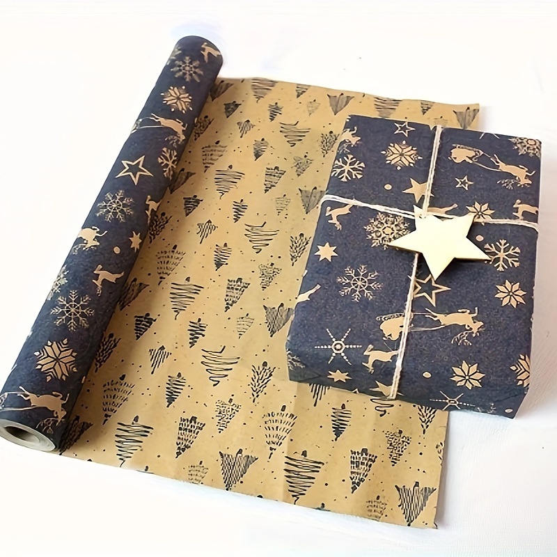 

Festive Christmas Wrapping Paper: Holiday Gift Wrapping Paper With Star Decorations - 43*366cm/17*144inch Roll