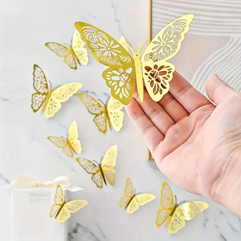 MotiMind 24 Stück Schmetterlings-Partytüten Mit 3D-Gold-Dekor – Ca. 17,8x17,8x8 Cm, Für Geburtstag & Babyparty
