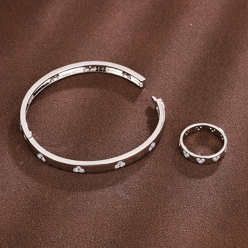 Synthetic Zirconia Bracelet and Ring Set for Women