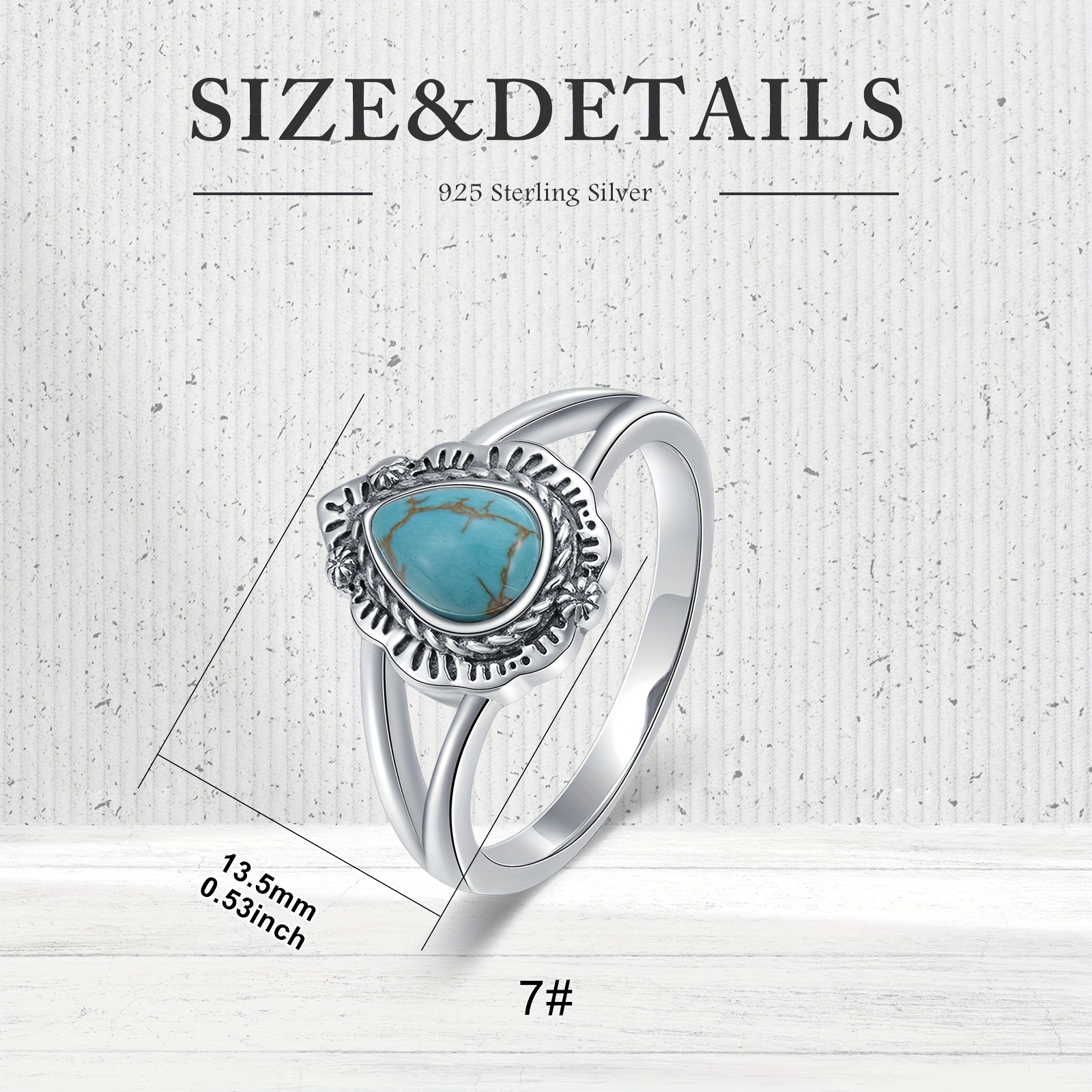 real turquoise rings 925 sterling silver southwestern - Temu