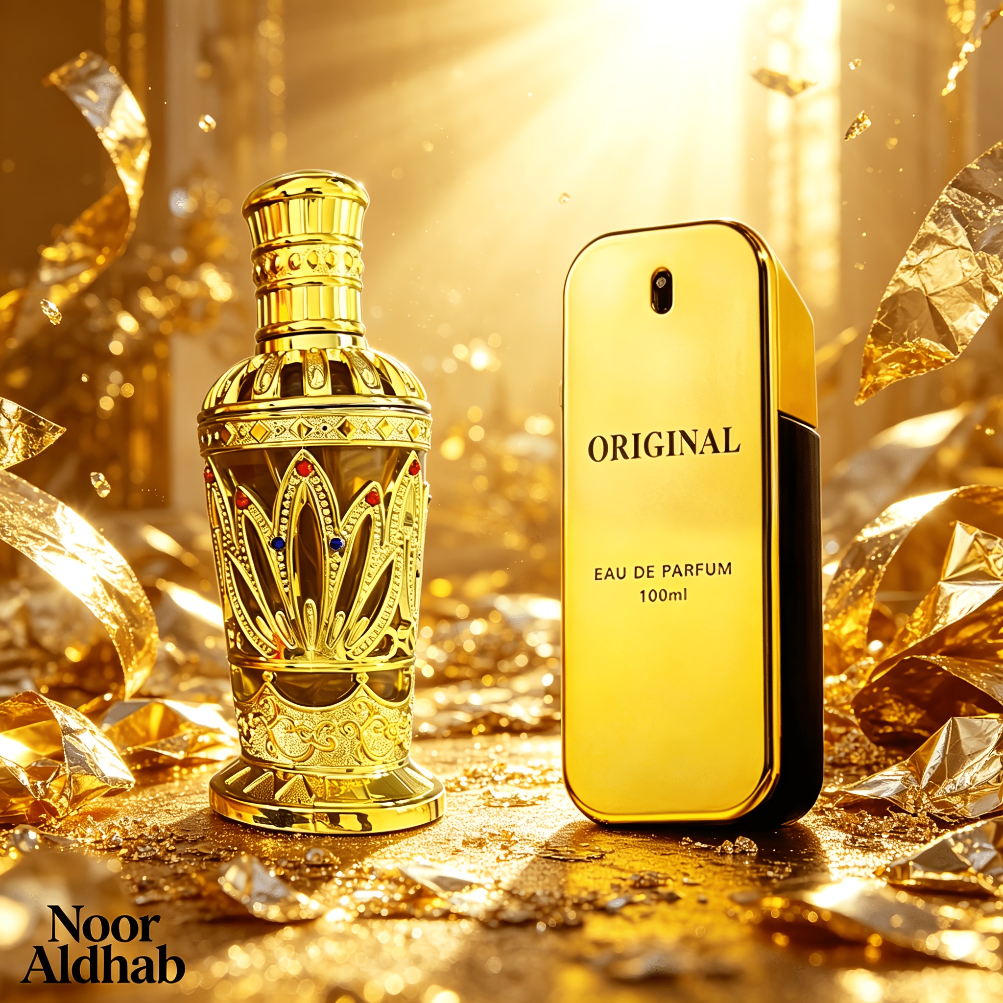 Image of [ Luxury Golden Combination 2pcs Set] Golden Honorable 100ml + Arabic 90ml | Golden Honorable: Grapefruit Blood Orange Rose Cinnamon Amber; Arabic : Lemon Musk | Fragrance (romantic Gift