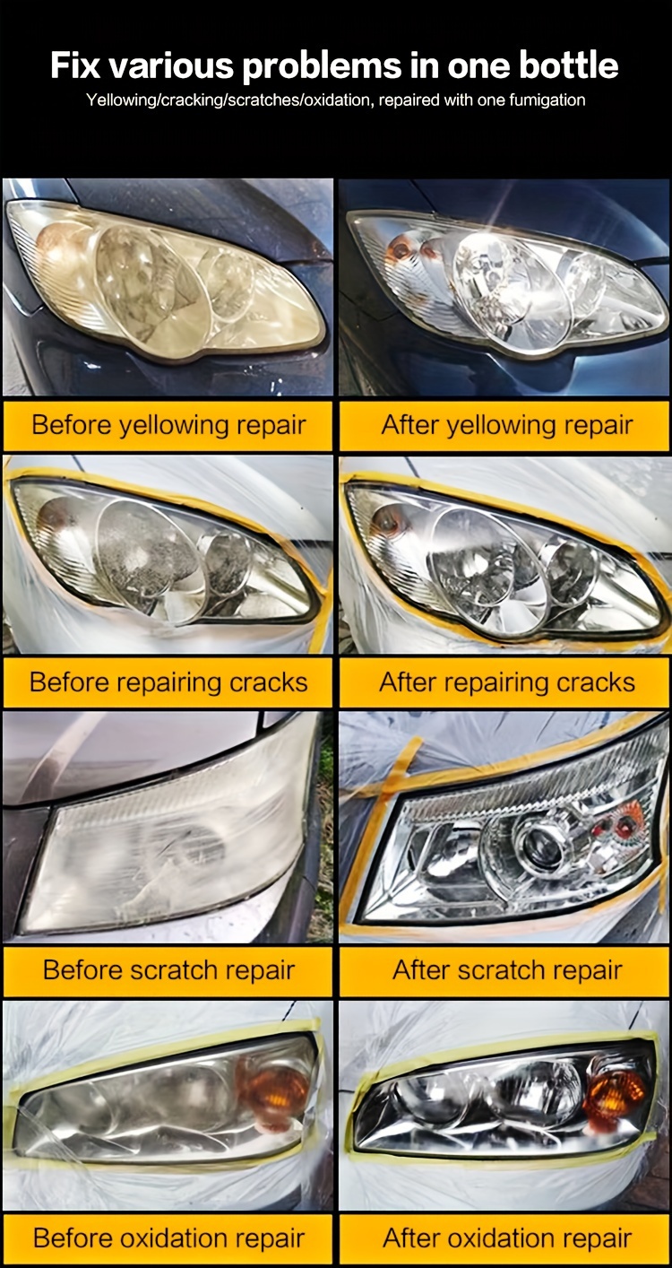 universal headlight restoration kit   headlight cleaner for yellowing oxidation scratches   atomization technology for     no disassembly required diy   headlight refurbishment formula details 2