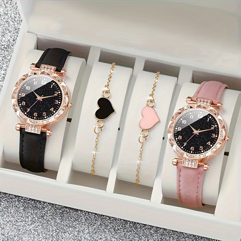 Romantic Couple Fancy Couple Watches 4pcs/set Romantic Couple
