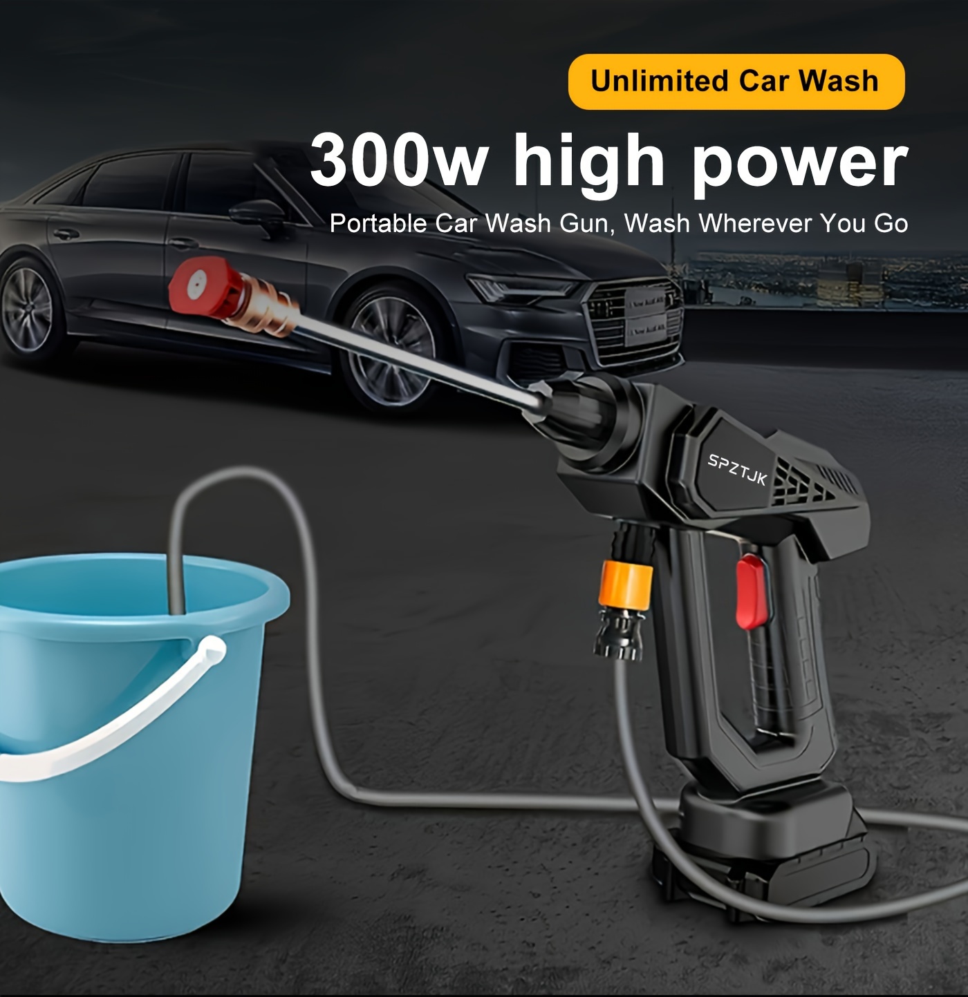 300w high power wireless car washing machine high pressure water gun stainless steel high pressure foam gun household water gun cleaning car for vehicle     cart and bicycle cleaning details 0