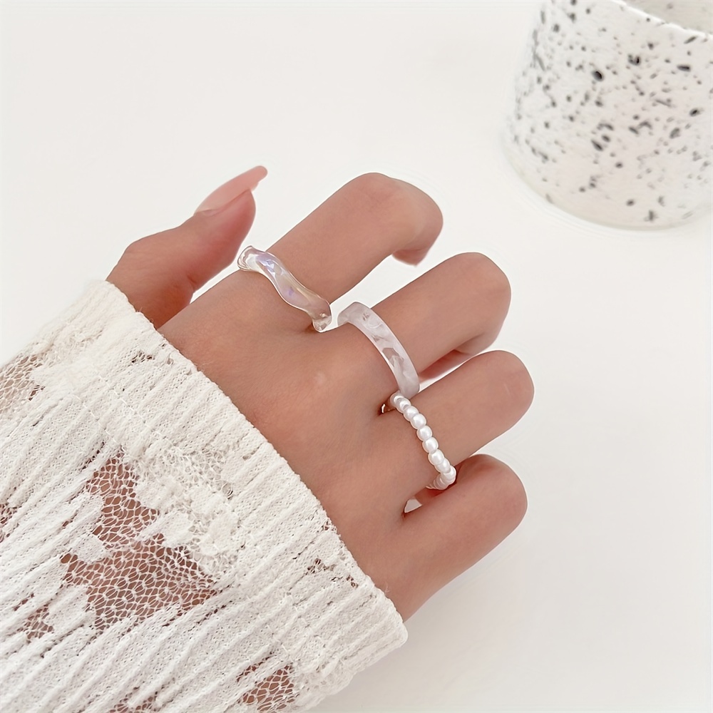 3pcs Acrylic Set Women Ins Fashion Knuckle Rings