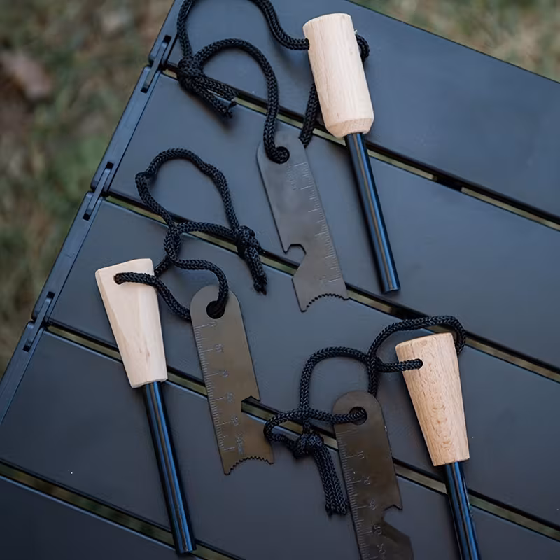 3pcs outdoor fire durable magnesium rod waterproof retractable stainless steel 5 section bellows scale scraper for camping survival without battery Product details 2