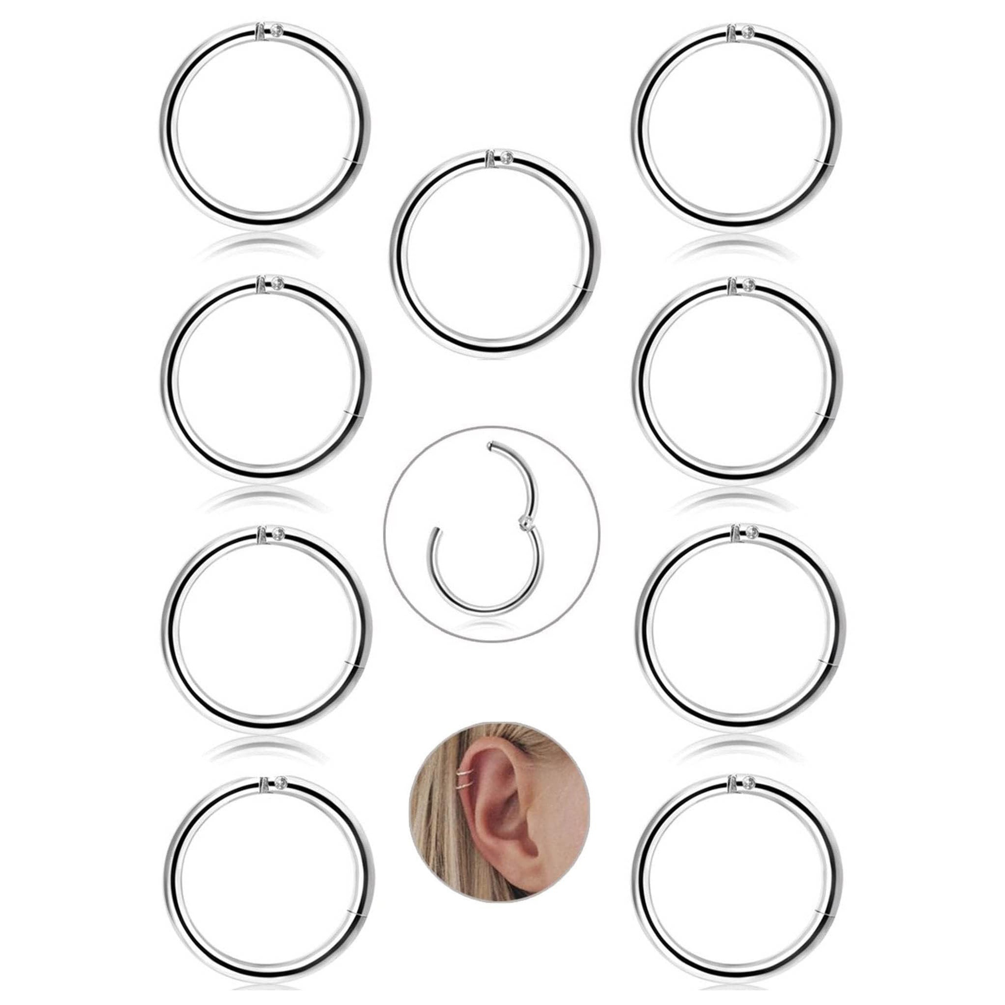 9pcs 316l stainless steel 16g cartilage hoop earrings men women nose ring spiral diaphragm conch daith lip tragus piercing jewelry