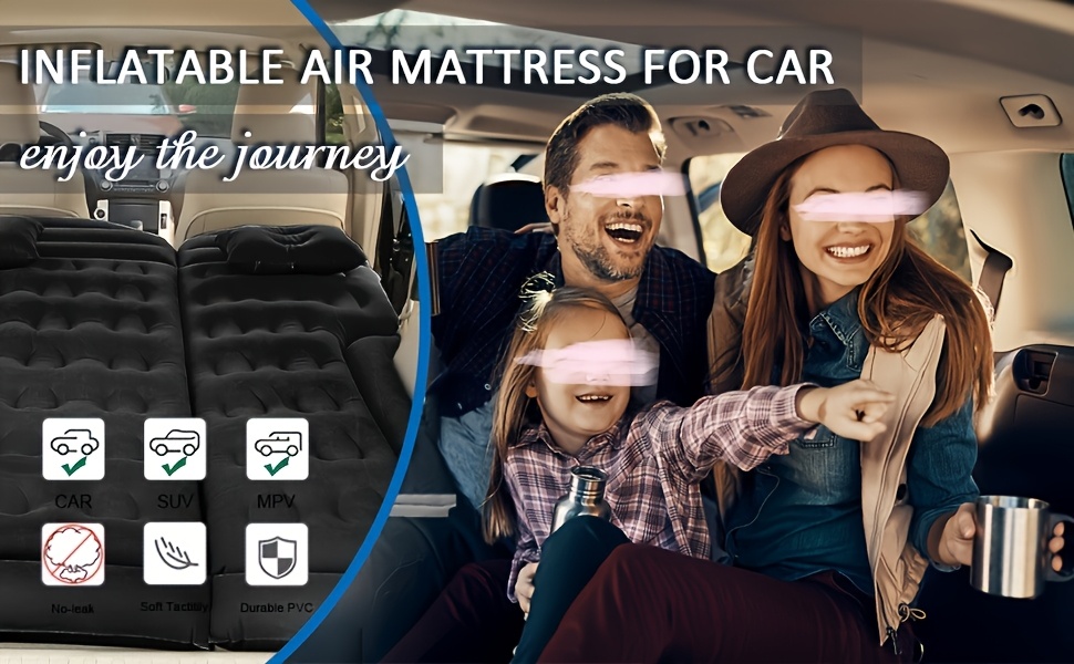 SUV Inflatable Mattress Camping Mattress Foldable Thick Car Air Bed with Electric Air Pump Portable Sleeping Pad Suitable for Home And Travel, Picnics And Camping