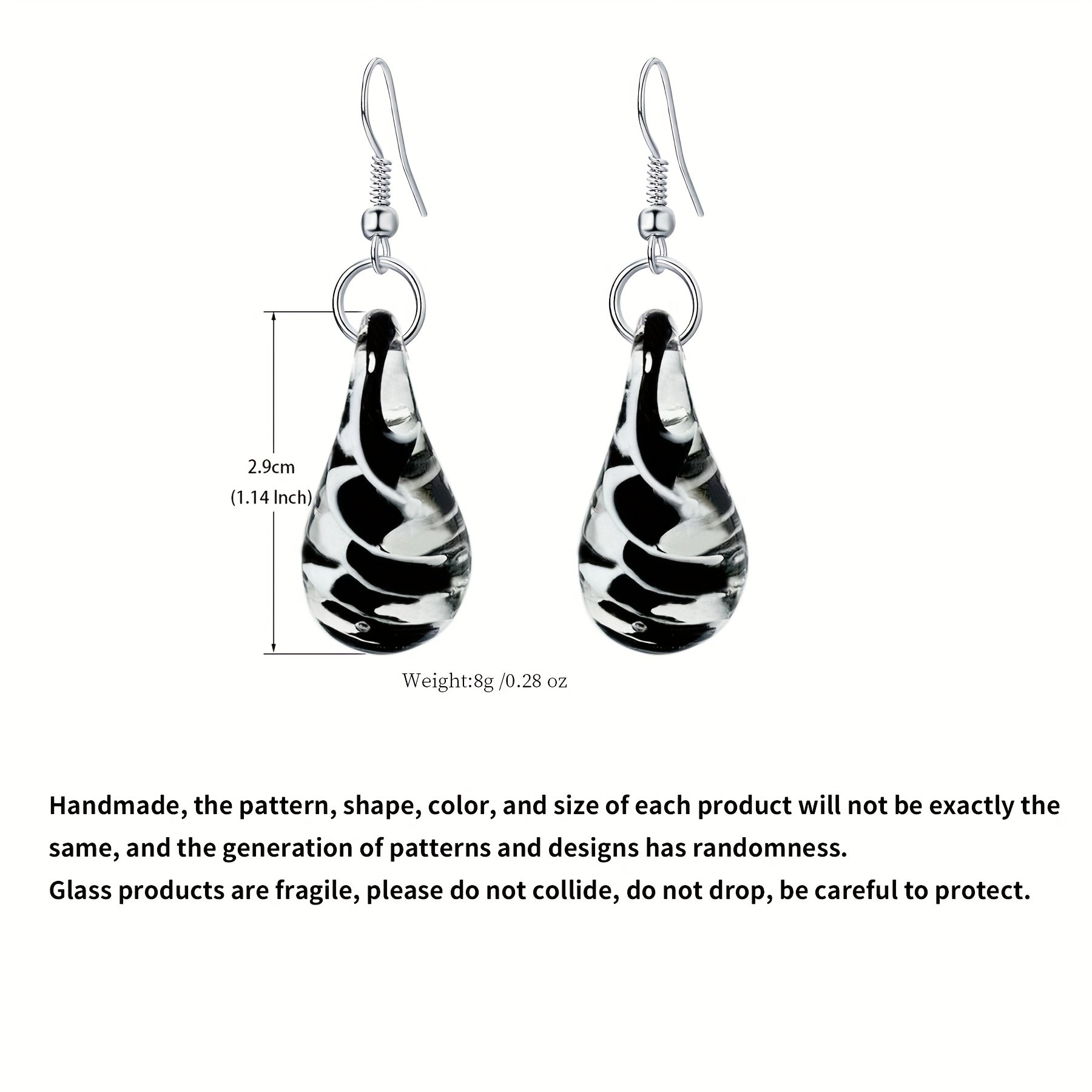 Women's Creative Glass Teardrop Pendant Earrings