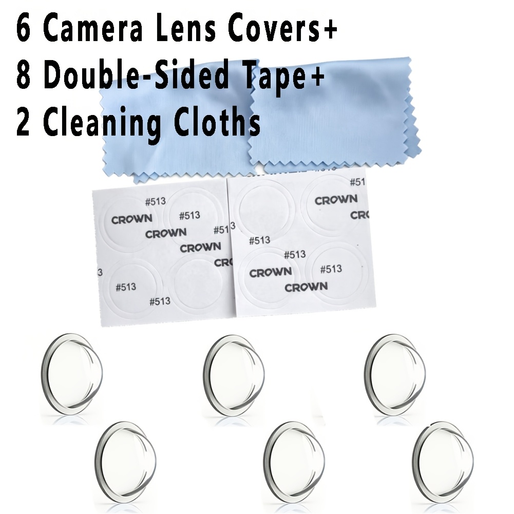 6pcs Car 360° Panoramic Camera Protective Covers, (includes 6pcs Covers, 8pcs Double-sided Tapes, 2pcs Cloths) Protective Case, Car Exterior Additions For Suv, Sedan, And Truck Owners