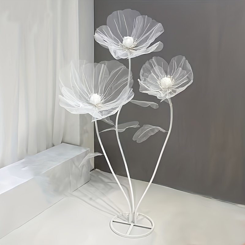 Image of 3pcs Artificial Poppy Flower, Realistic Perfect For Wedding, Engagement, Ceremony, Home, Garden And Yard Decoration, Photo Prop, Farmhouse, Office Decor