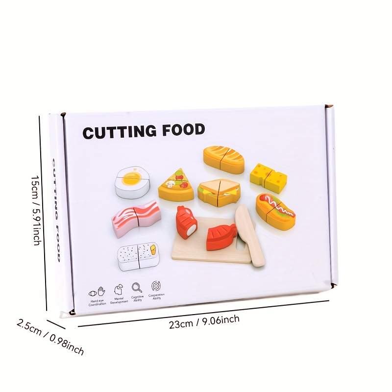 Wooden Pretend Play Fruit and Seafood Cutting Set Kitchen Role Playing Toy