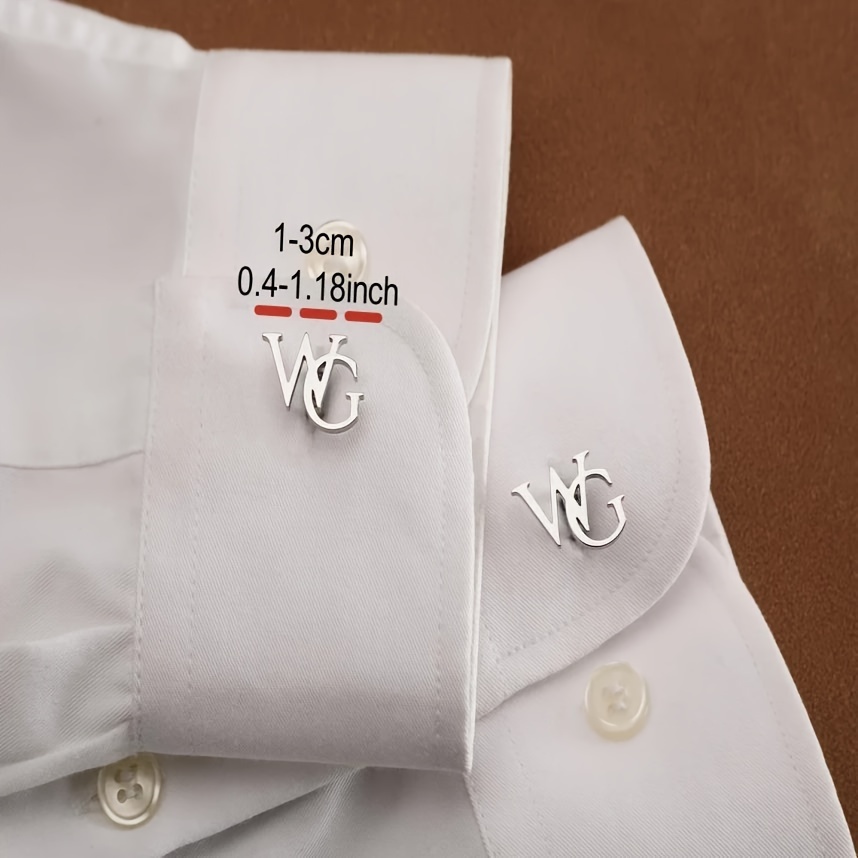 TEMU Custom-made Stylish And Unique Stainless Steel Cufflinks For Men, Featuring 2 Letters With Overlapping . Perfect For Weddings, Birthdays,